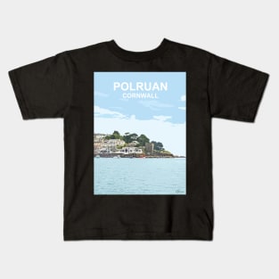 Polruan River Fowey Cornwall. Cornish gift Kernow Travel location poster, St Austell Kids T-Shirt